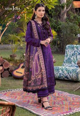 3 Pcs Women's Unstitched Lawn Embroidered Suit