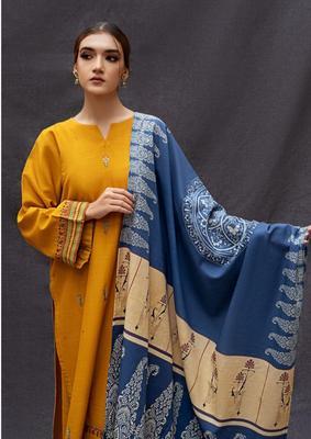 3 Pcs Women's Unstitched Lawn Embroidered Suit