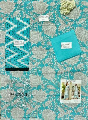 3 Pcs Women's Unstitched Lawn Printed Suit