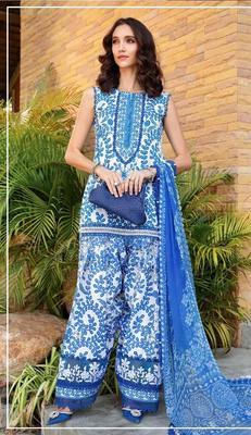 3 Pcs Women's Unstitched Lawn Printed Suit