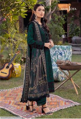 3 Pcs Women's Unstitched Lawn Embroidered Suit